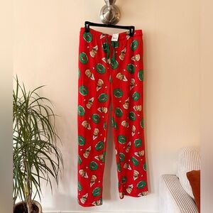 NWT Festive Simpsons Red Pajama Pants with Green Donut Print Size Large
